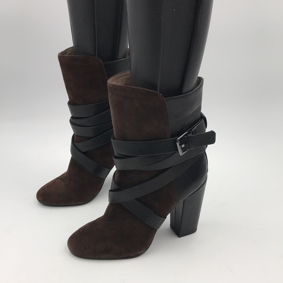 NWOB Pour La Victoire Bionda Ebony Brown Kid Suede Leather Boots